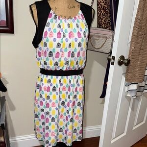 Daniel Rainn Multicolor Birdcage Print Dress